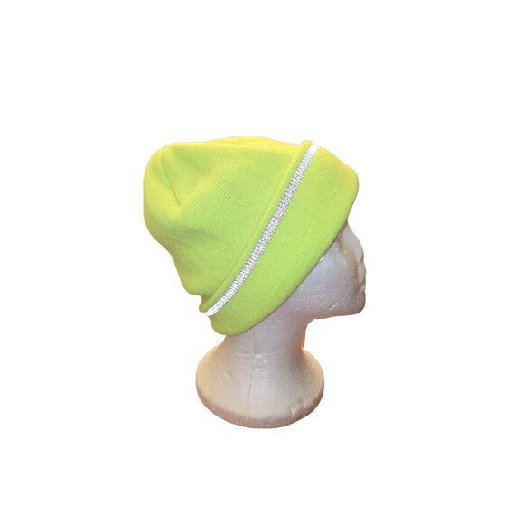 Occunomix Mens Neon Yellow W/ Reflective Stitching Fleece Lined Bobble Hat - Picture 2 of 7